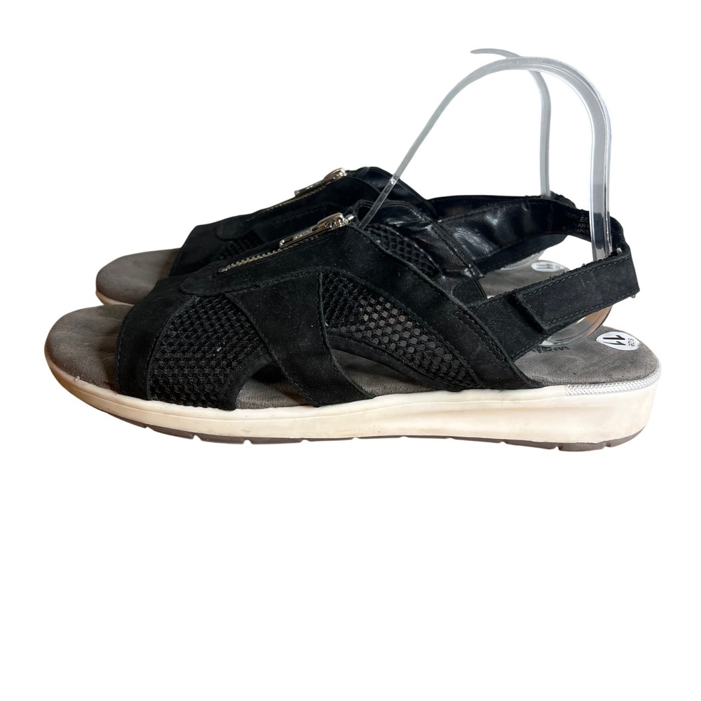 Walking Cradles Black Leather Mesh Slingback Sandals Womens Size 11 Comfort‎